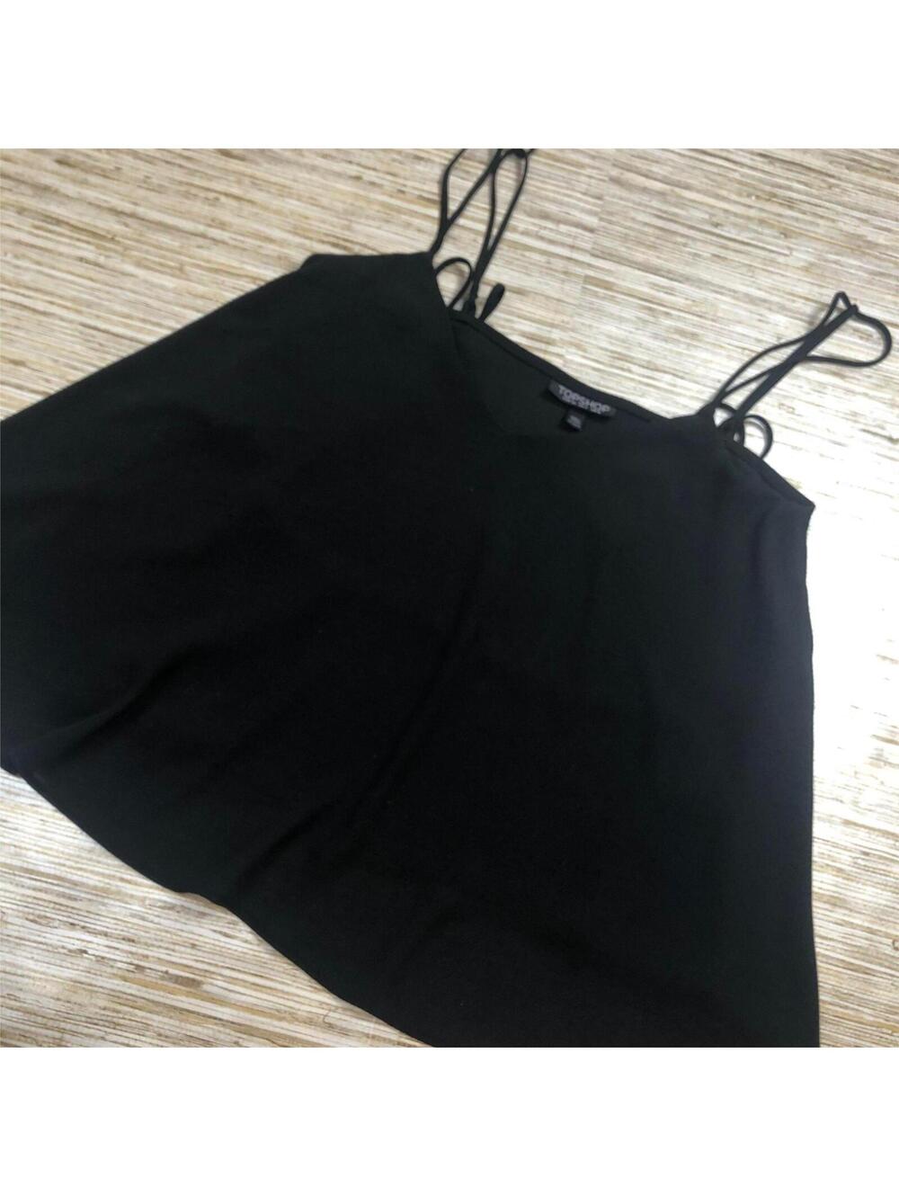 3068 TOPSHOP strappy cami flowy v-neck top BLACK  US size 4
